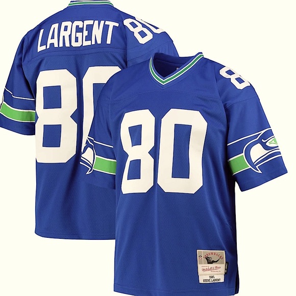 Seattle Seahawks Mitchell & Ness 1985 Steve Largent Jersey Royal/White/Green - Picture 5 of 6